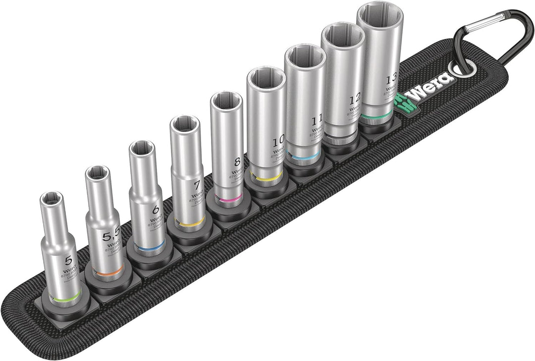 Wera 05004525001 Belt A Deep 1, Steckschlüsseleinsatz-Satz, 1/4"-Antrieb, 9-teilig