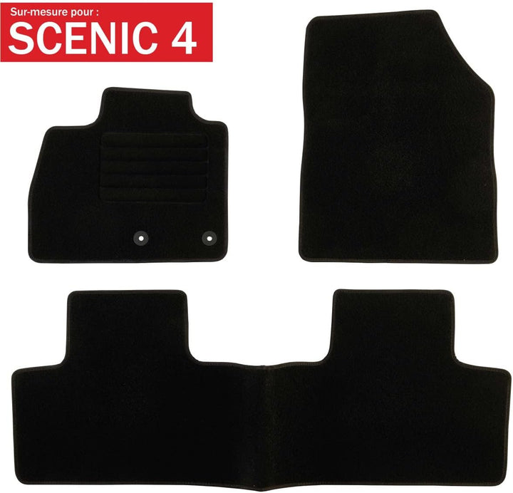 DBS Autofussmatte - nach Mass - 3-teilig - Anti Rutsch - schwarzer Nadelfilz 900g/m² - Velours Ferti