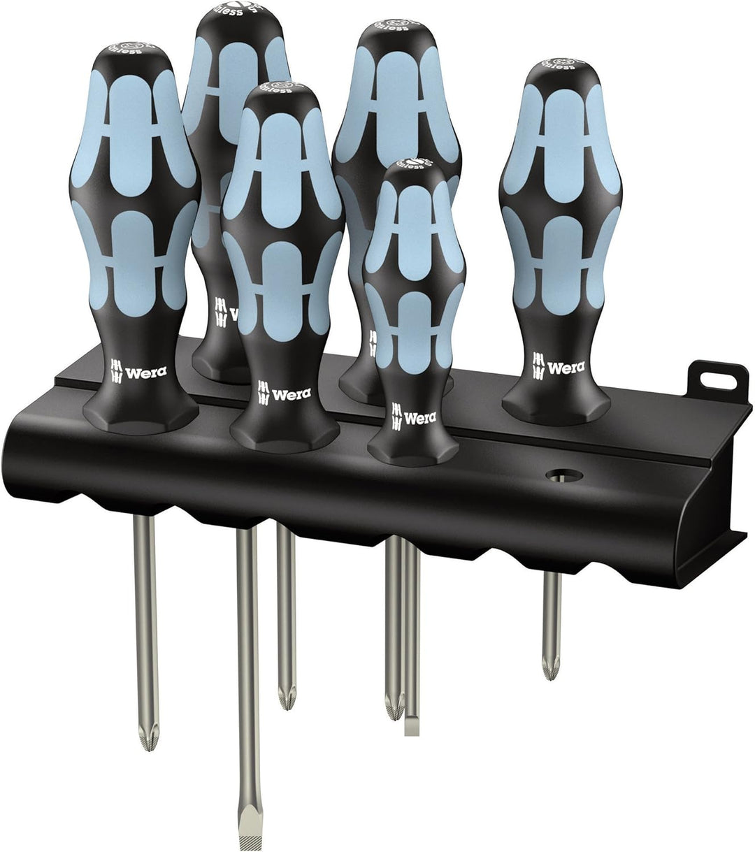 Wera 3334/3350/3355/6 Schraubendrehersatz, Edelstahl + Rack, 6-teilig, 05032063001