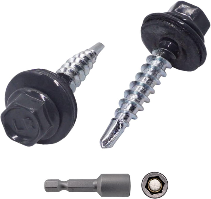 (Packung mit 250 Stück) Metall-Dachschrauben, 4,8 x 25 mm lackierte, selbstbohrende Schrauben mit EP