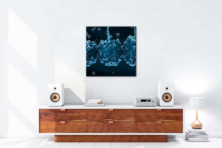 deyoli Wasserblasen an Kirschen Format: 60x60 Effekt: Monocrome Blau als Leinwand, Motiv fertig gera