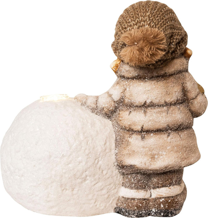 Wichtelstube-Kollektion XL 35cm Dekofigur LED Schneeball Weihnachten Deko Garten Weihnachsdeko