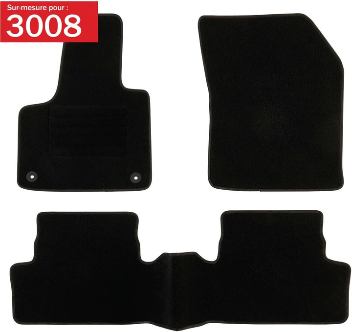 DBS Autofussmatte - nach Mass - 3-teilig - Anti Rutsch - schwarzer Nadelfilz 900g/m² - Velours Ferti