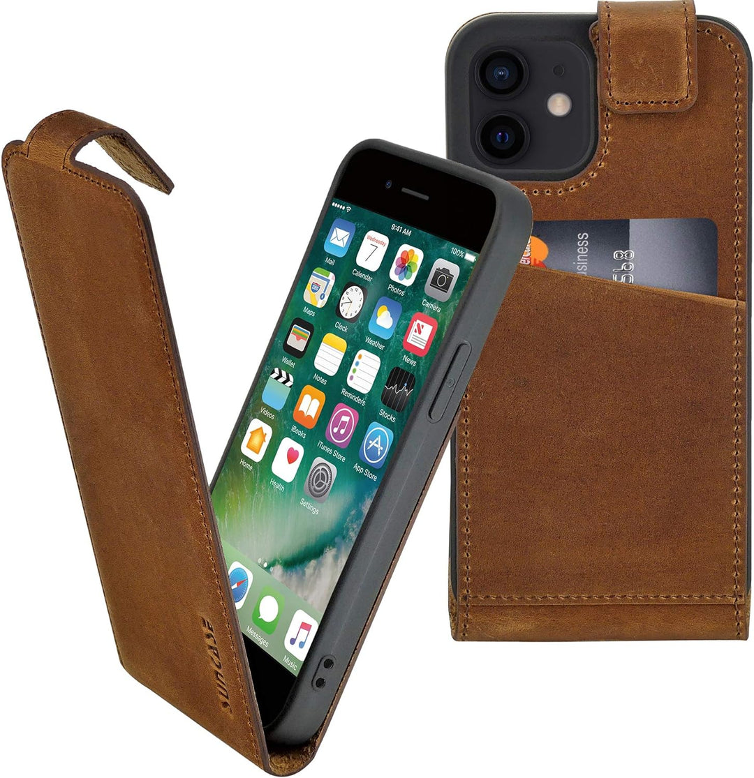 Suncase Original Flip-Style (Ultra-Slim) kompatibel mit iPhone 12 (6.1") Hülle Ledertasche Tasche Sc