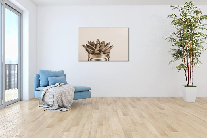 deyoli wachsende Sukkulente Format: 120x80 als Leinwand, Effekt: Sepia, Motiv fertig gerahmt auf Ech