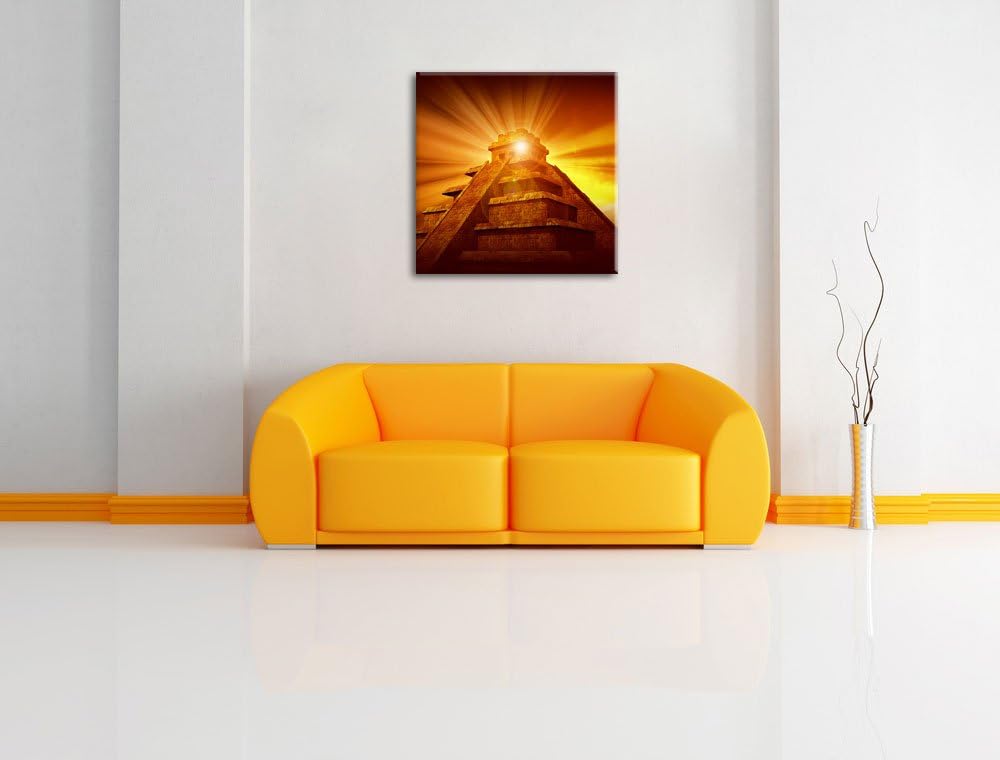 Prächtige Maya Pyramide, Format: 70x70 auf Leinwand, XXL riesige Bilder fertig gerahmt mit Keilrahme