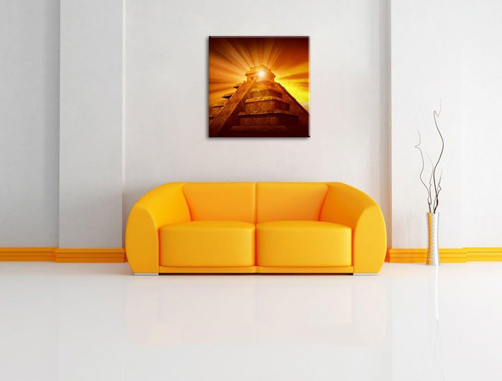 Prächtige Maya Pyramide, Format: 70x70 auf Leinwand, XXL riesige Bilder fertig gerahmt mit Keilrahme