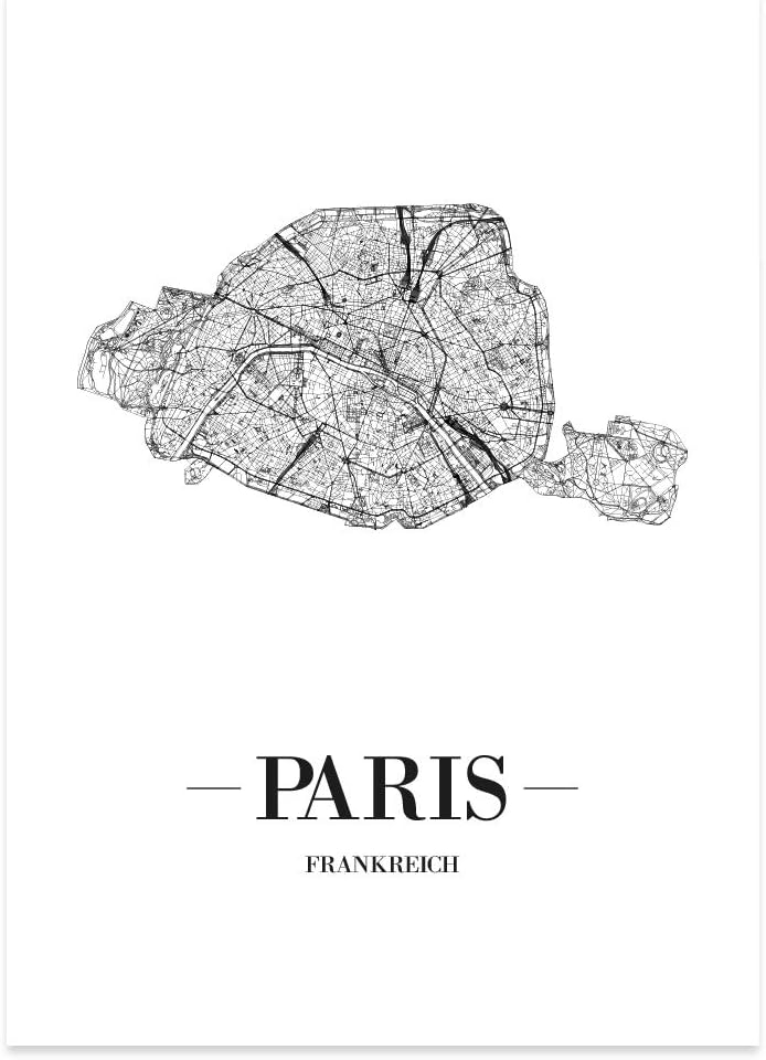 JUNIWORDS Stadtposter, Paris, Wähle eine Grösse, 60 x 90 cm, Poster, Schrift A, Weiss 60 x 90 cm Sch