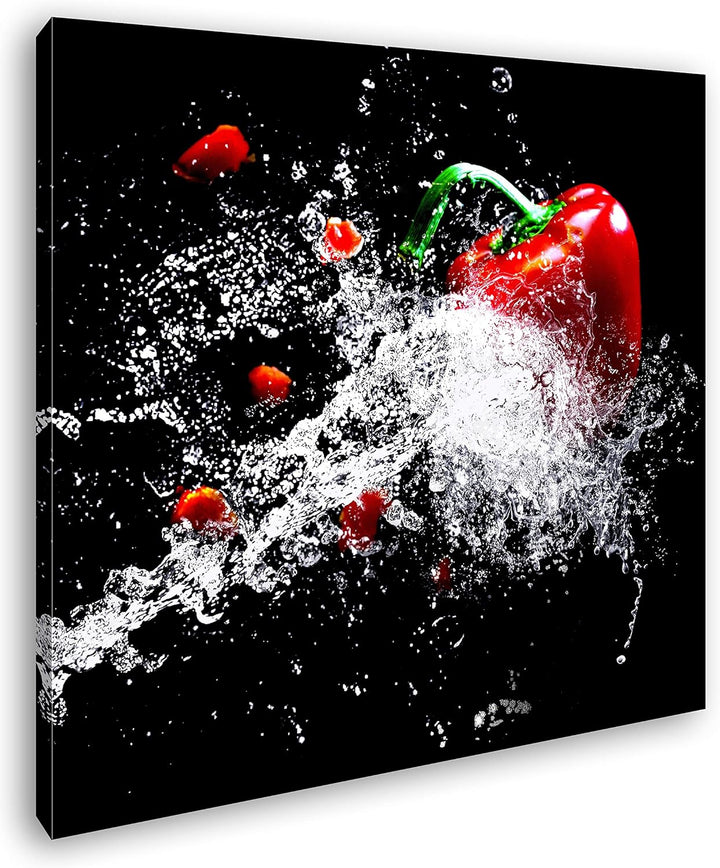 deyoli nasse Paprika Format: 70x70 als Leinwandbild, Motiv fertig gerahmt auf Echtholzrahmen, Hochwe