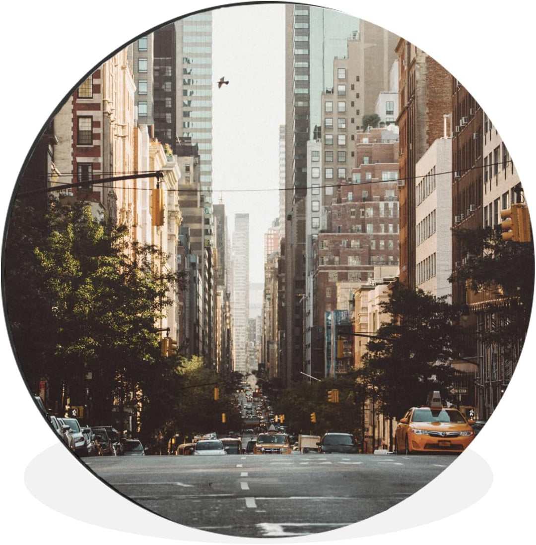 MuchoWow Wandbild Rund Wanddeko Deko Wohnzimmer Bilder 90x90 cm New York am Morgen 90.00 x 90.00 cms