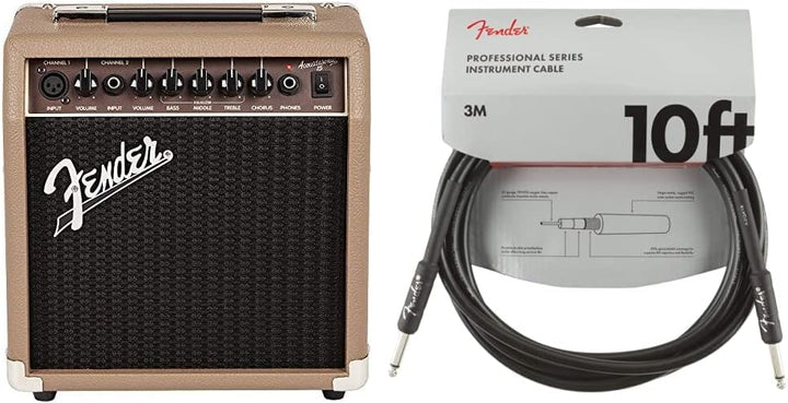 Fender Verstärker für Akustikgitarre, 15 W & Kabel Professional Series, 3m Black 15W Bundle mit Kabe