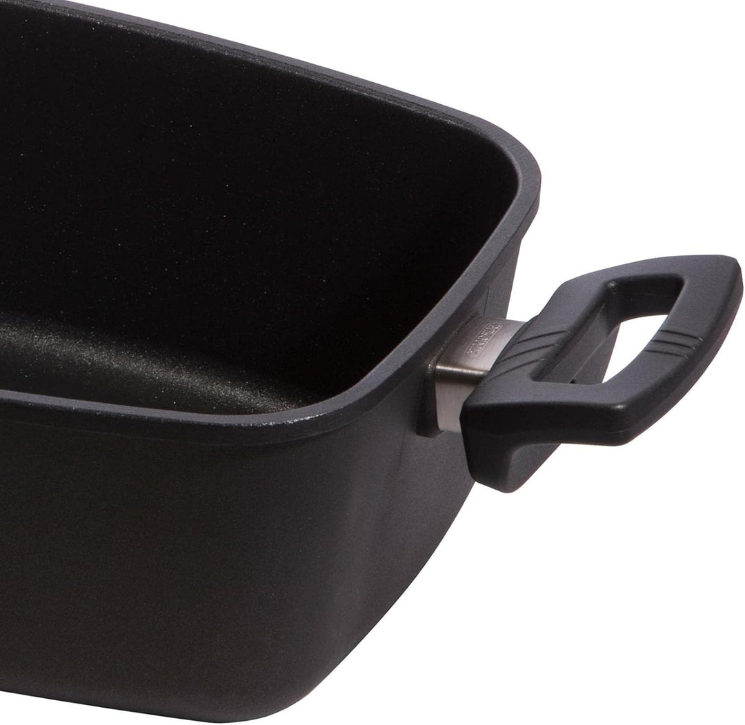 Eurolux Universal-Guss-Bräter Set mit Glas-Deckel 33 x 22 cm - kleiner hoher ofenfester Multibräter