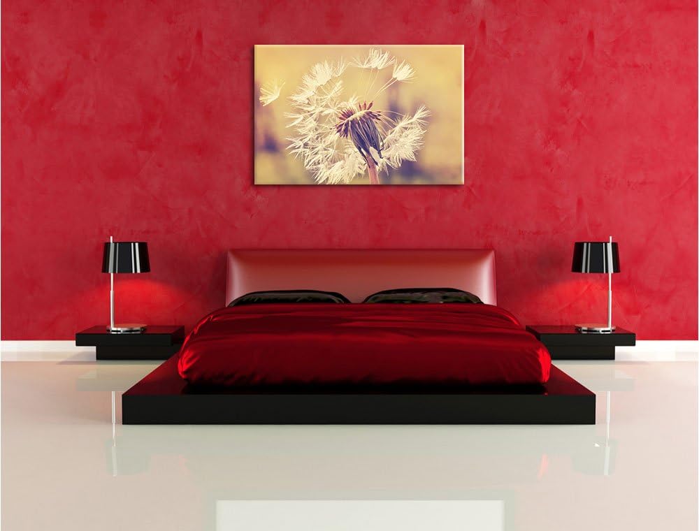 Herbst Löwenzahn, Format: 100x70 auf Leinwand, XXL riesige Bilder fertig gerahmt mit Keilrahmen, Kun