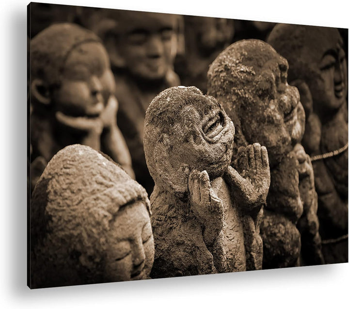 deyoli lustige, mit Moos bedeckte Buddha-Statue Effekt: Sepia, Format: 80x60 als Leinwandbild, Motiv