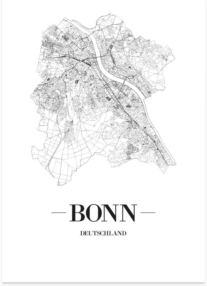 JUNIWORDS Stadtposter, Bonn, Wähle eine Grösse, 60 x 90 cm, Poster, Schrift A, Weiss 60 x 90 cm Schr