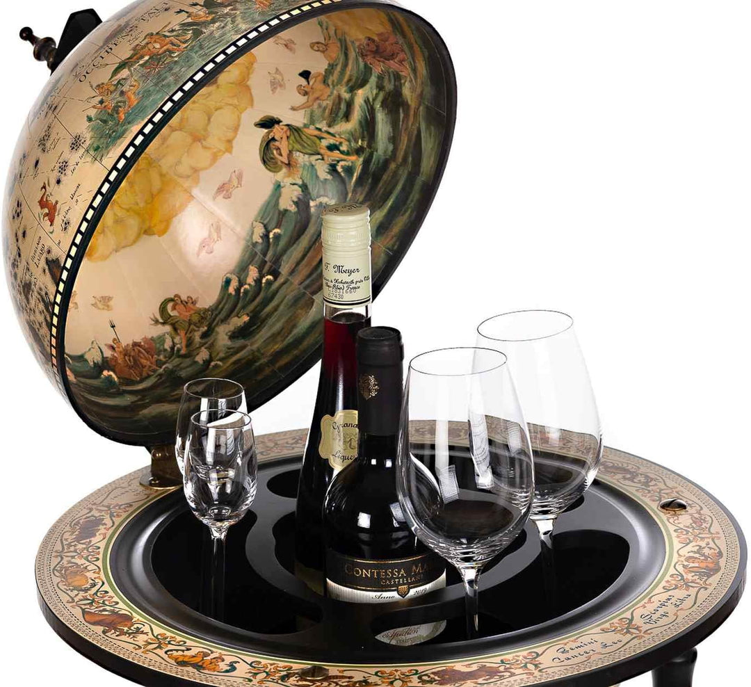 Hausbar Barwagen 33001WB Schwarzweiss 100cm Globusbar Deko Bartisch Weltkugel