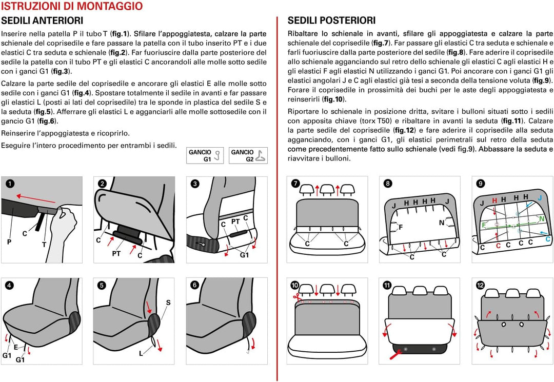 CORA 000129149 Komplette Serie Sitzbezüge Custom FIAT Panda 12> 5 Sitzer Post. Ganze Schottische Gra