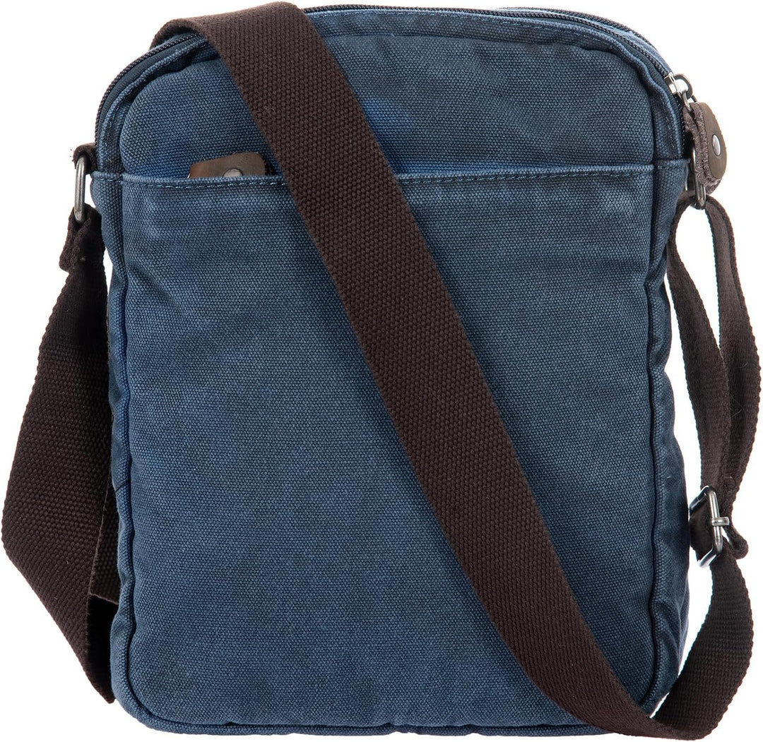 Avirex Umhängetasche aus Canvas und Rindsleder, antik, Umhängetasche für Herren im Militärstil, Koll