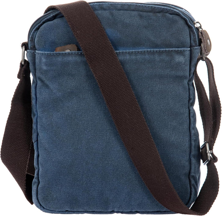 Avirex Umhängetasche aus Canvas und Rindsleder, antik, Umhängetasche für Herren im Militärstil, Koll