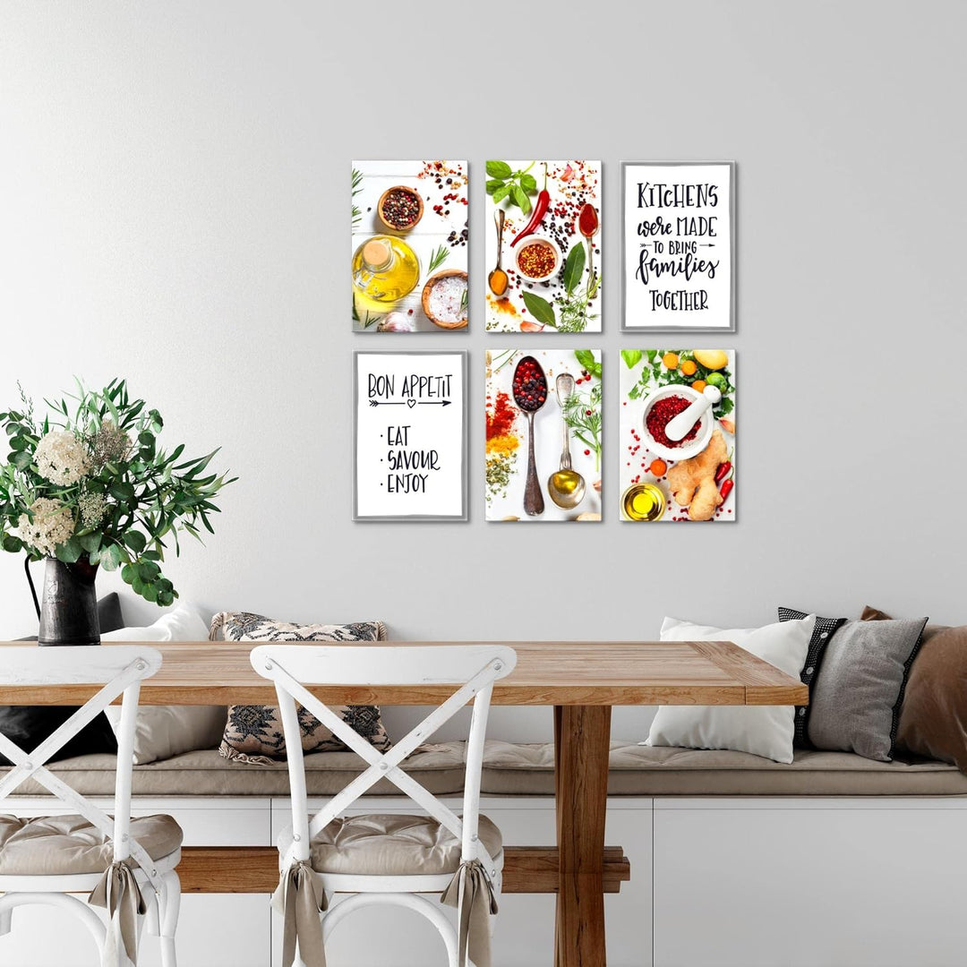 Novart Wandbilder Set - KOMPLETT AUFHÄNGFERTIG - Made in Germany - Moderne Bilder Küche Esszimmer Kü