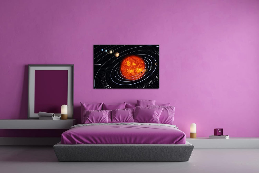 deyoli unser Sonnensystem Format: 80x60 als Leinwandbild, Motiv fertig gerahmt auf Echtholzrahmen, H