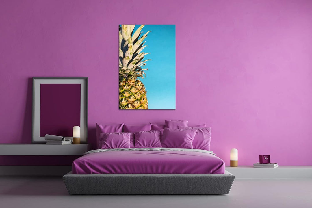 deyoli saftige Ananas Format: 80x60 als Leinwand, Motiv fertig gerahmt auf Echtholzrahmen, Hochwerti