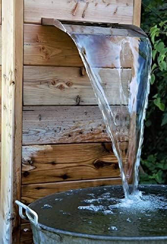 Jürgen Bocker Garten-Ambiente Wasserfall 30x8,5x22 cm Edelstahl matt Geb. mit langem Auslauf, Silber