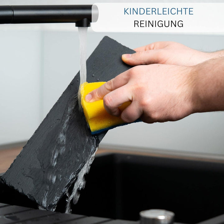 Westmark 8 Naturschiefer-/Servierplatten, mit Kratzschutz, Fläche: je 30 x 10 cm, Schiefer, Tapas +