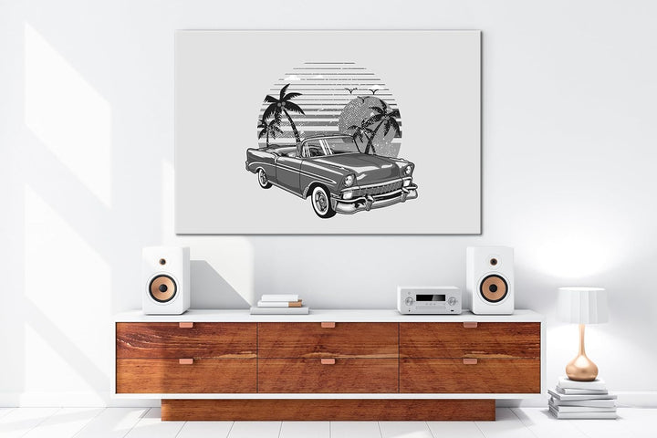 deyoli Antikes Auto Format: 100x70 cm Effekt: Schwarz/Weiss als Leinwandbild, Motiv fertig gerahmt a