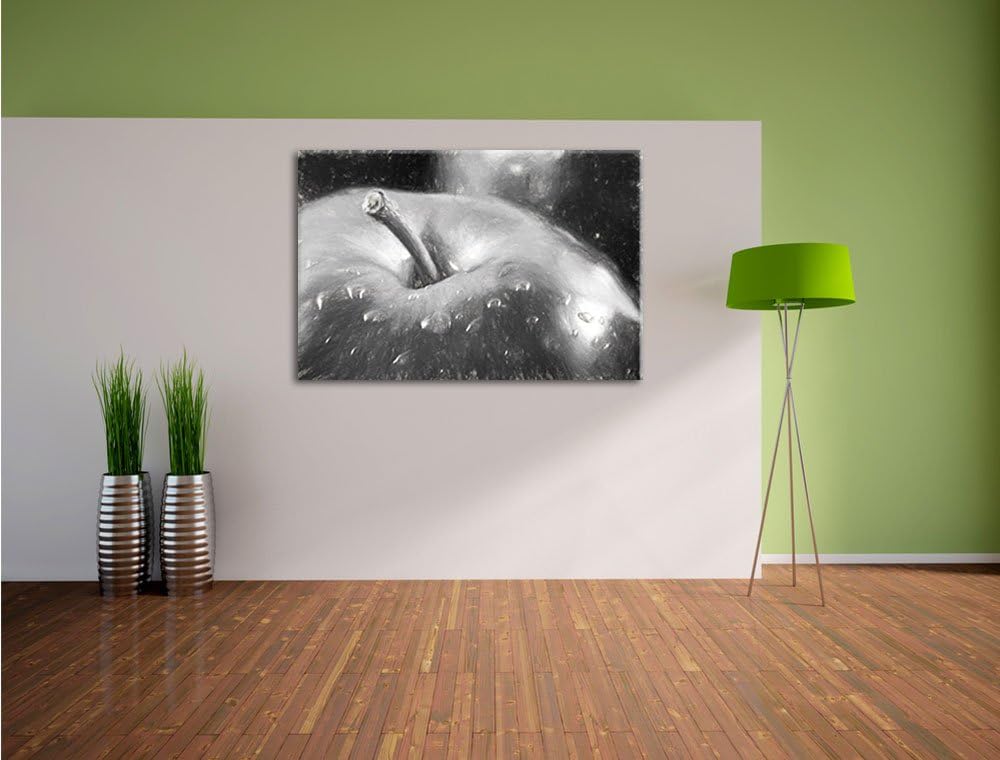 roter Apfel Kohle Effekt, Format: 100x70 auf Leinwand, XXL riesige Bilder fertig gerahmt mit Keilrah