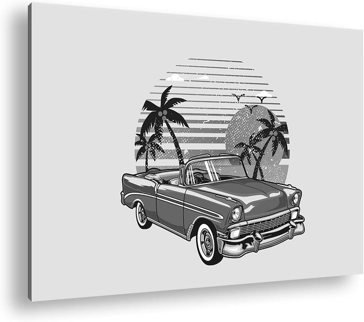 deyoli Antikes Auto Format: 100x70 cm Effekt: Schwarz/Weiss als Leinwandbild, Motiv fertig gerahmt a