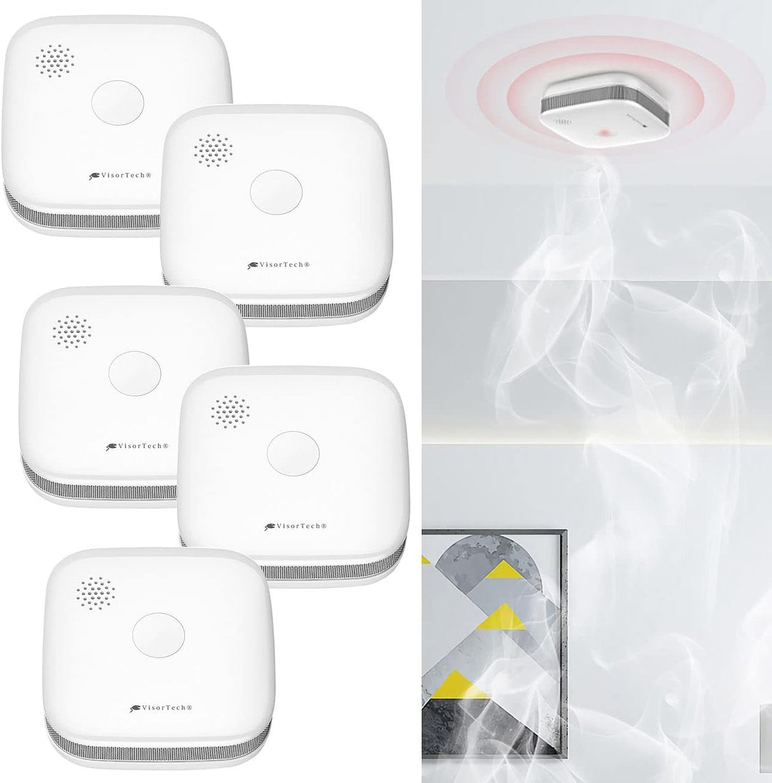 VisorTech Feuermelder Funk: 5er-Set drahtlos vernetzbare Funk-Rauchwarnmelder, 5-Jahres-Batterie (Ra