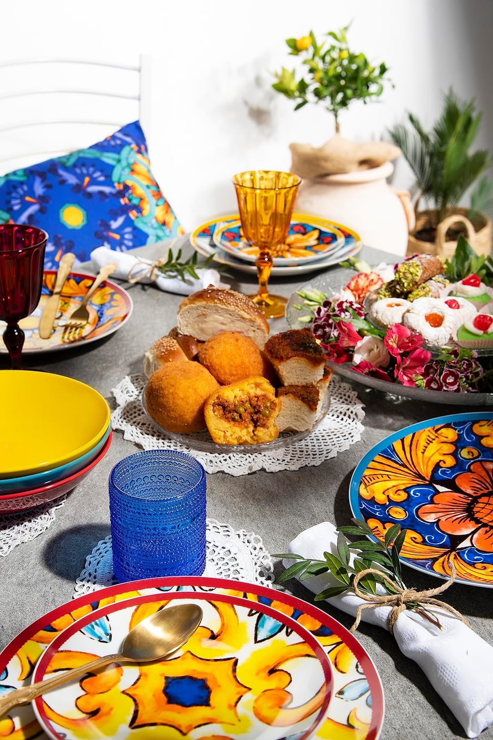 Excelsa Camastra Tellerservice 18 Stück, Porzellan und Steineware, mehrfarbig, 6 Personen Set 18 Pez