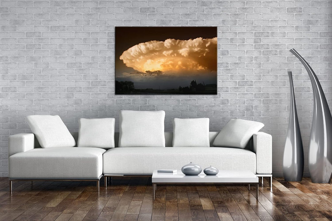 deyoli riesige Wolke Format: 80x60 als Leinwandbild, Motiv fertig gerahmt auf Echtholzrahmen, Hochwe