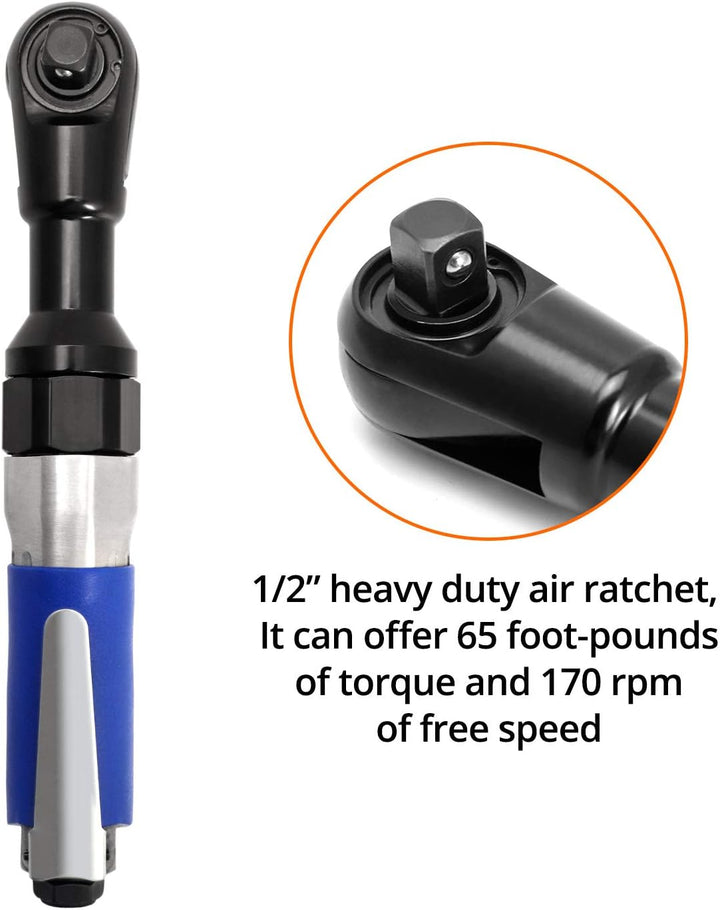 QWORK® Druckluft Ratschenschrauber , 1/2" / 12.5mm , 85 N.M maximales Drehmoment, 1/2"