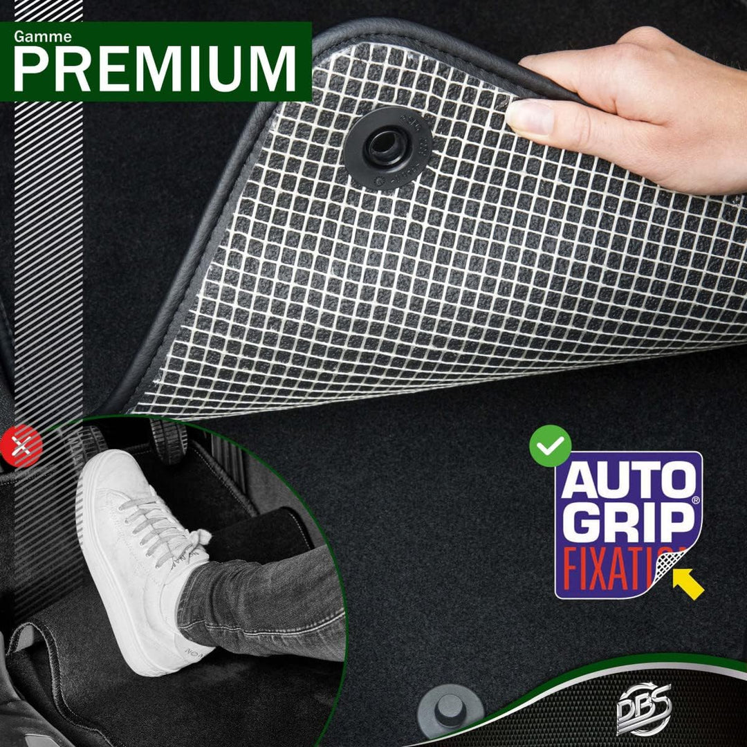 DBS Autofussmatte - nach Mass - 3-teilig - Anti Rutsch - hochwertiger Nadelfilz 1000g/m² - Velours F