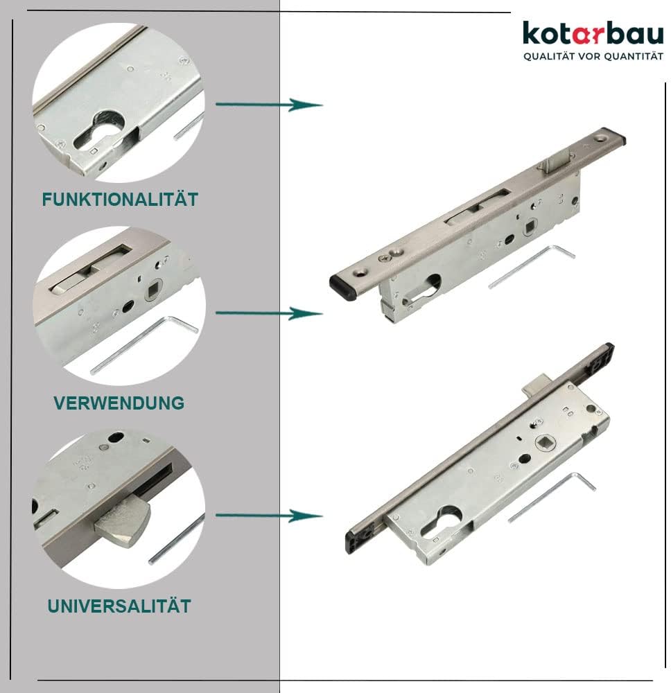 KOTARBAU® Rohrrahmenschloss 92 mm Dornmass 30 mm C-Stulp Edelstahl Einsteckschloss Türschloss Haustü