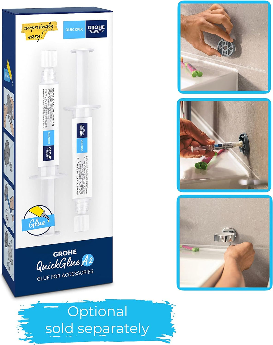 GROHE Start Cube - Bad-Set 4-in-1 (Material: Metall, verdeckte Befestigung), chrom, 41115000 ohne Kl
