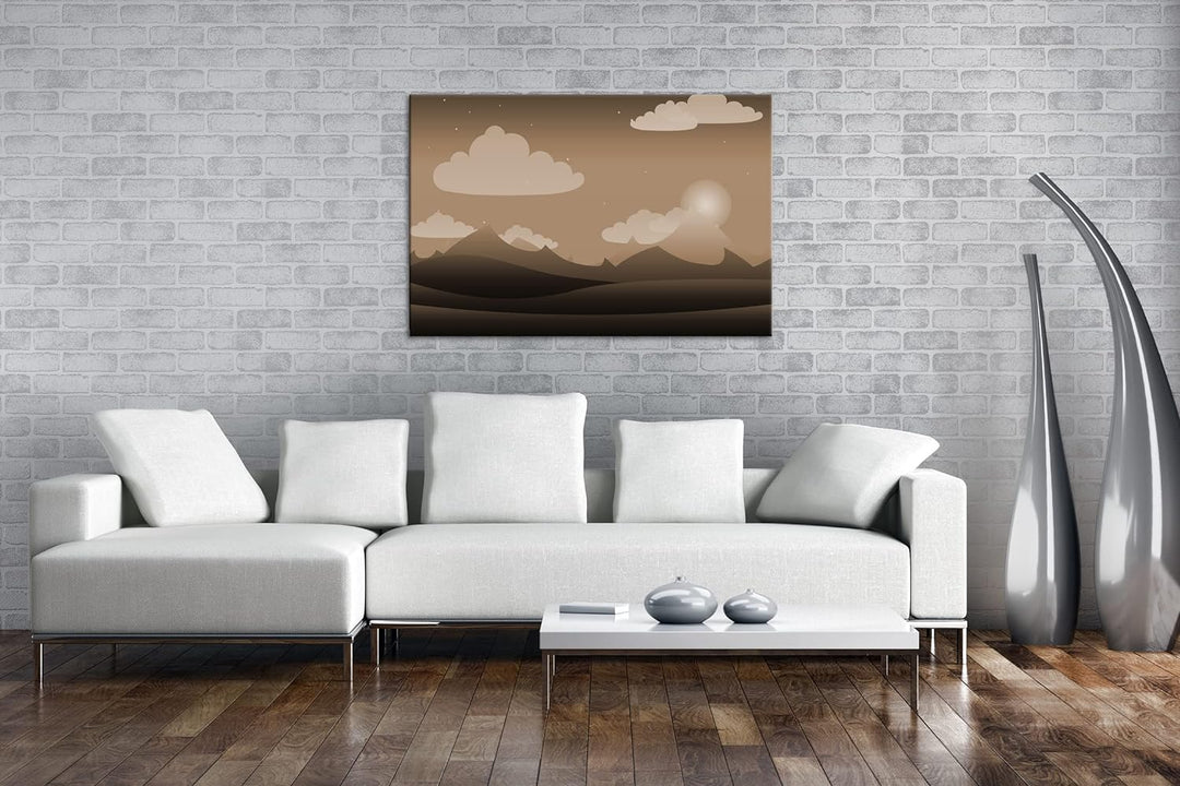 deyoli Landschaft bei Dämmerung Format: 80x60 Effekt: Sepia als Leinwandbild, Motiv fertig gerahmt a
