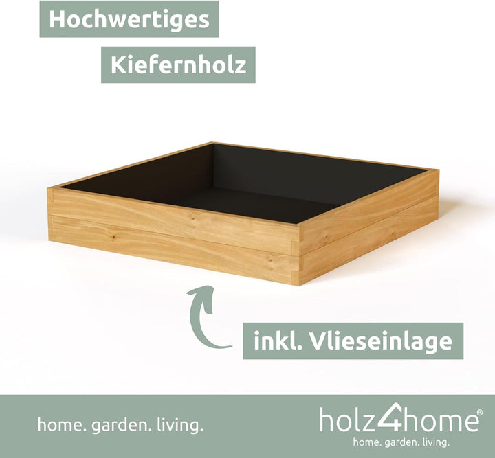 holz4home® Hochbeet aus Kieferholz I 110x110x24 cm I Beetrahmen Holz I Gartenbeet zum Anbau von Gemü