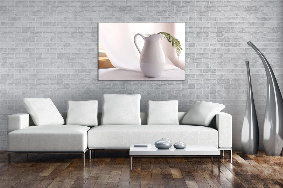 deyoli Stillleben einer weissen Vase im Format: 100x70 als Leinwandbild, Motiv fertig gerahmt auf Ec