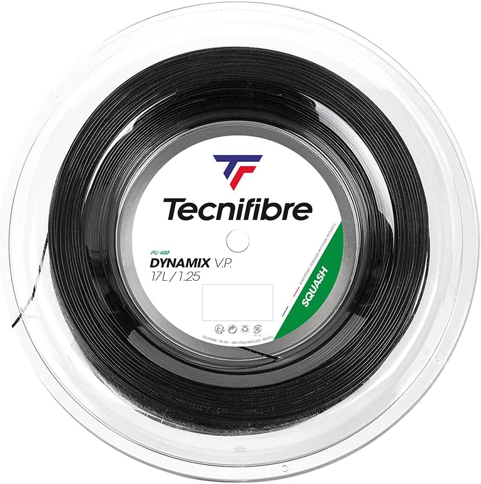 Tecnifibre Dynamix VP 1.25 Squash-Seil, 200 m, Unisex, Schwarz