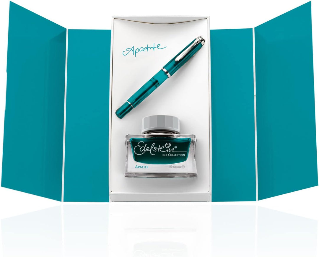 Pelikan Füllfederhalter M205 Apatit M mit passender Tinte Edelstein 50ml Geschenkbox