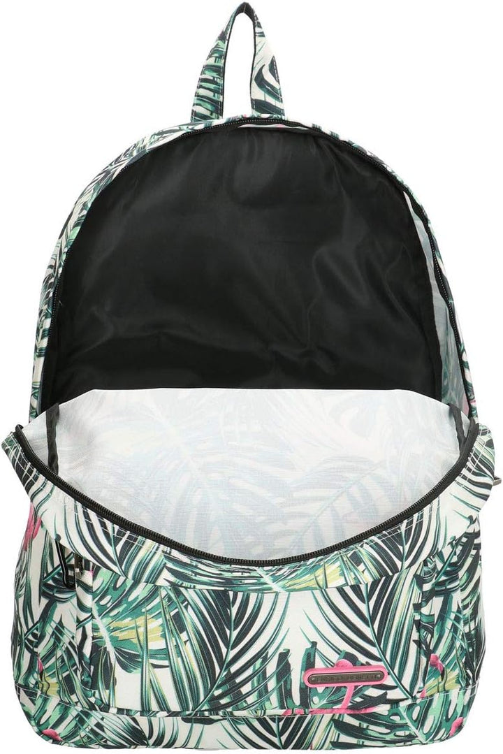 Bowatex Rucksack-Wanderrucksack-Laptopfach-Palmen Flamingo Grün Weiss-43 cm