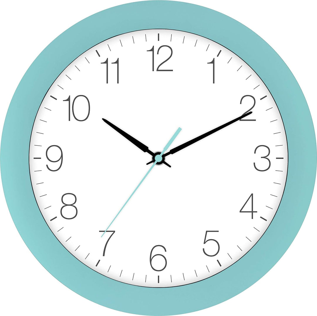 Eurotime Funkwanduhr, 30 cm, Blau Hellblau, Kunststoffgehäuse, gewölbtes Echtglas, automatische Zeit