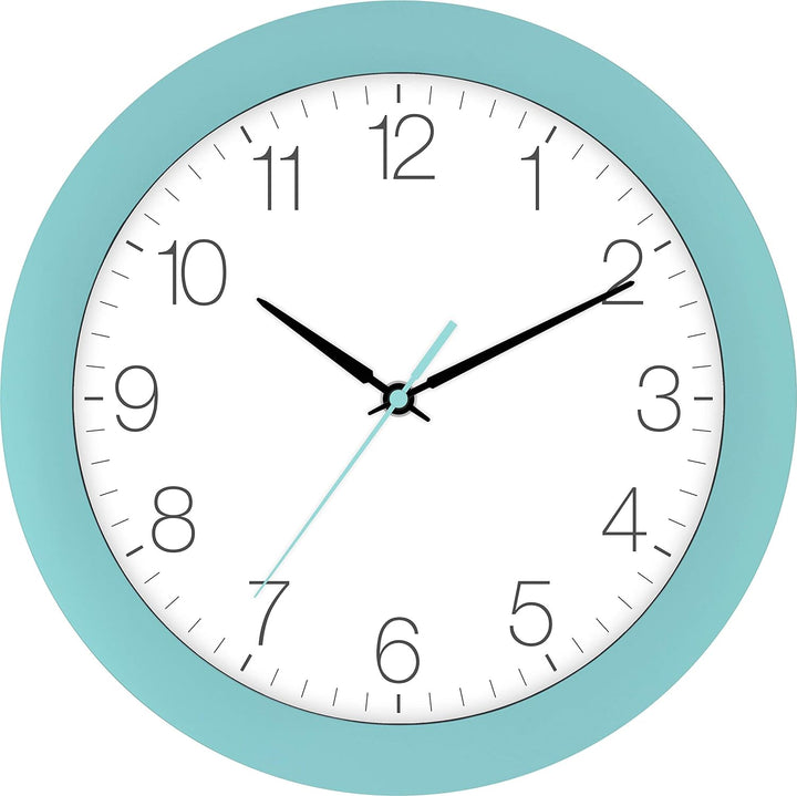 Eurotime Funkwanduhr, 30 cm, Blau Hellblau, Kunststoffgehäuse, gewölbtes Echtglas, automatische Zeit