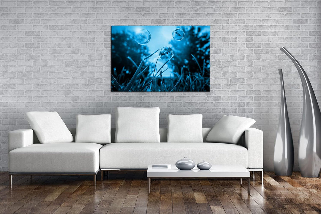 deyoli Regenschirme in Seifenblasen Format 80x60 Effekt: Monocrome Blau als Leinwandbild, Motiv fert