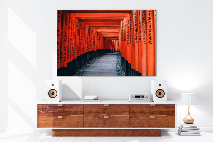 deyoli Shinto weg in Japan Format: 100x70 als Leinwand, Motiv fertig gerahmt auf Echtholzrahmen, Hoc