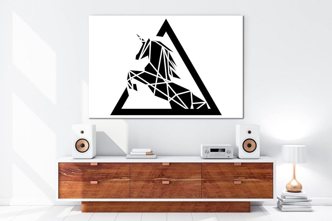deyoli Polygone Einhorn Logo Format: 80x60 als Leinwandbild, Motiv fertig gerahmt auf Echtholzrahmen
