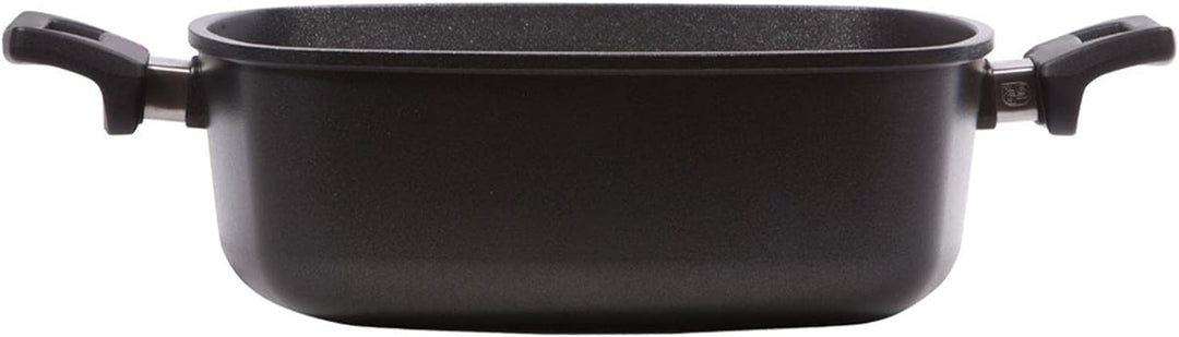 Eurloux Guss-Kasserolle 28x28 cm - hohe quadratische Universal Bratenkasserolle mit Beschichtung - o